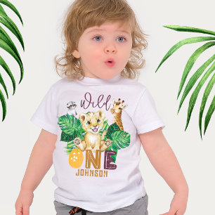 Camiseta Safari Wild One Animal Jungle Photo primeiro anive