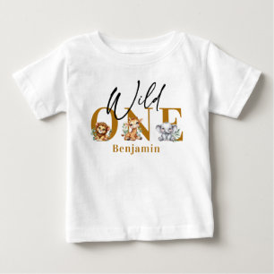 Camiseta Safari Wild One Jungle Animal primeiro aniversario