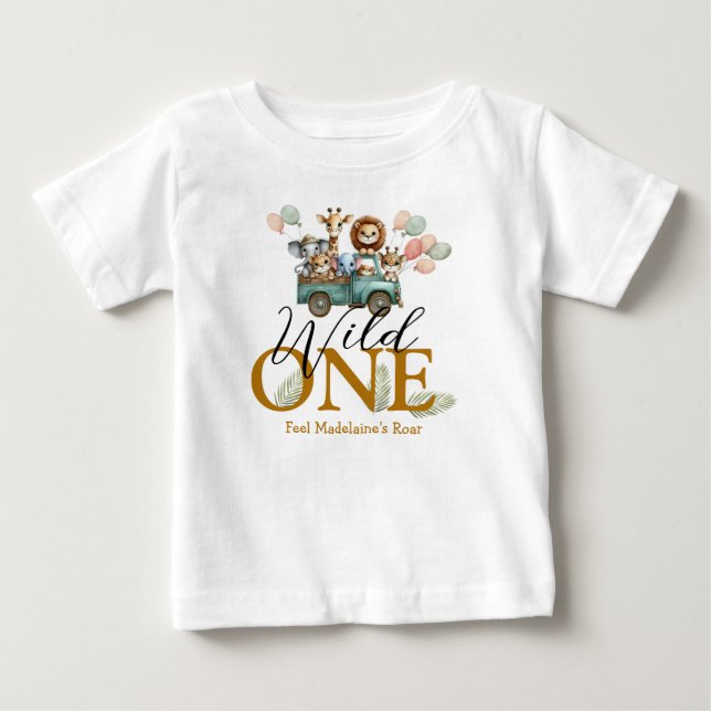 Camiseta Safari Wild One Primeiro Aniversário  (Frente)