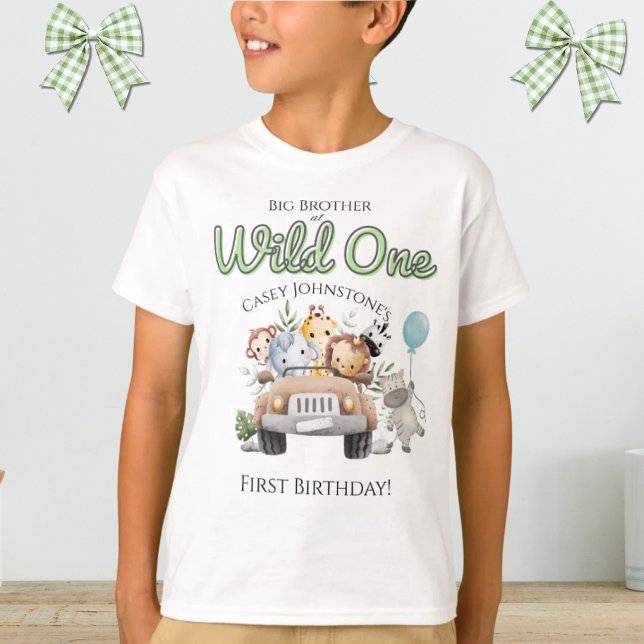 Camiseta Safari Wild One Watercolor 1st Birthday with Title (Criador carregado)