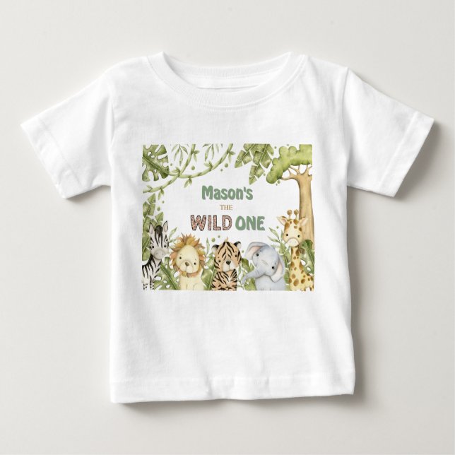 Camiseta Safari Wild One Watercolor Birthday (Frente)