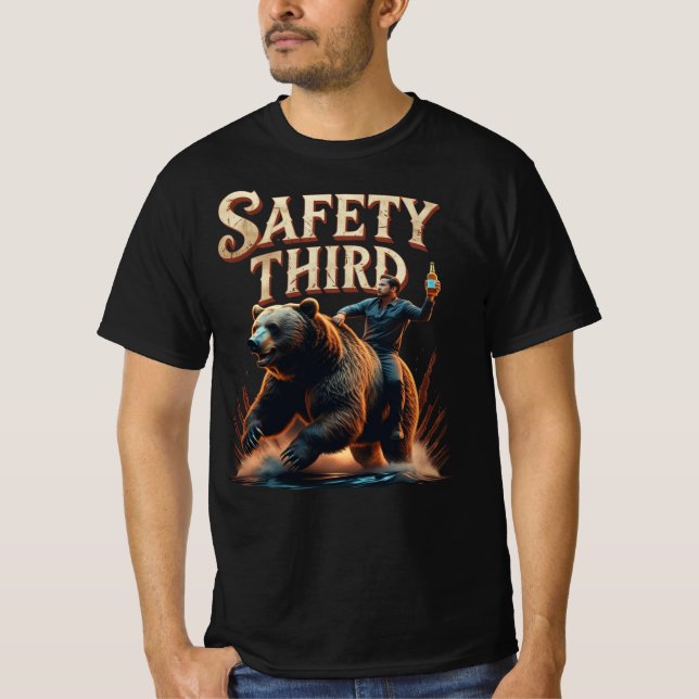 Camiseta Safety Third Bear Rider Funny (Frente)