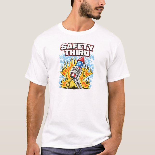 Camiseta Safety Third | Funny Metal 4th of July (Frente)