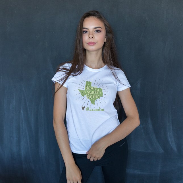 Camiseta Sage Green e Cinza Home Sweet Home - Texas (Criador carregado)