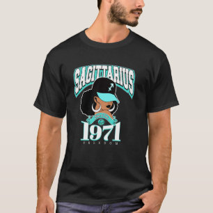 Camiseta Sagitário 1971 Rainha Afro Zodiac Aniversário Sass