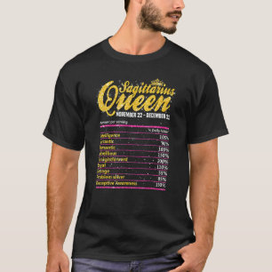 Camiseta Sagitário Rótulo de Fatos Nutricionais da Rainha Z