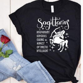 Camiseta Sagitário Símbolo Zodíaco Traços Horoscópicos