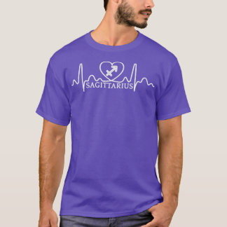 Camiseta Sagitário Zodiac sinaliza batimento cardíaco Nasci