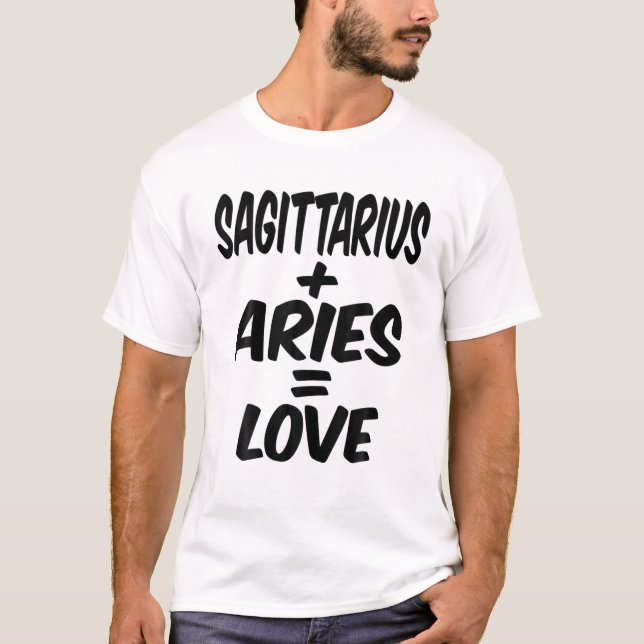 Camiseta Sagittarius E Aries = Love, Nascimento De Dezembro (Frente)