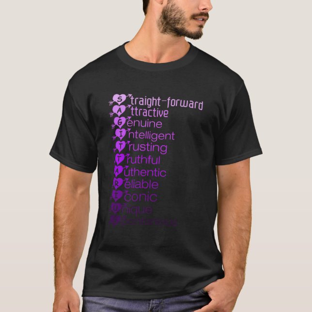 Camiseta Sagittarius Espelha Gráfico Acrônimo de Zodiac Ini (Frente)