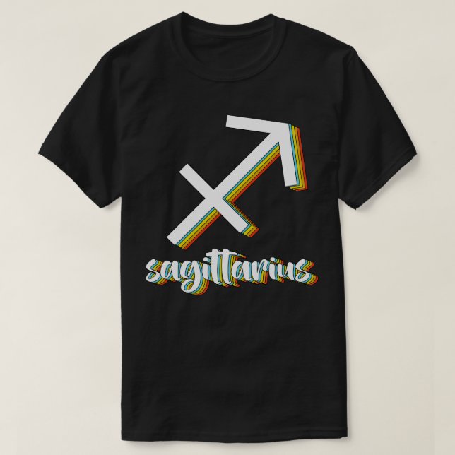 Camiseta Sagittarius Horoscopes arco-íris sinais retrógrado (Frente do Design)
