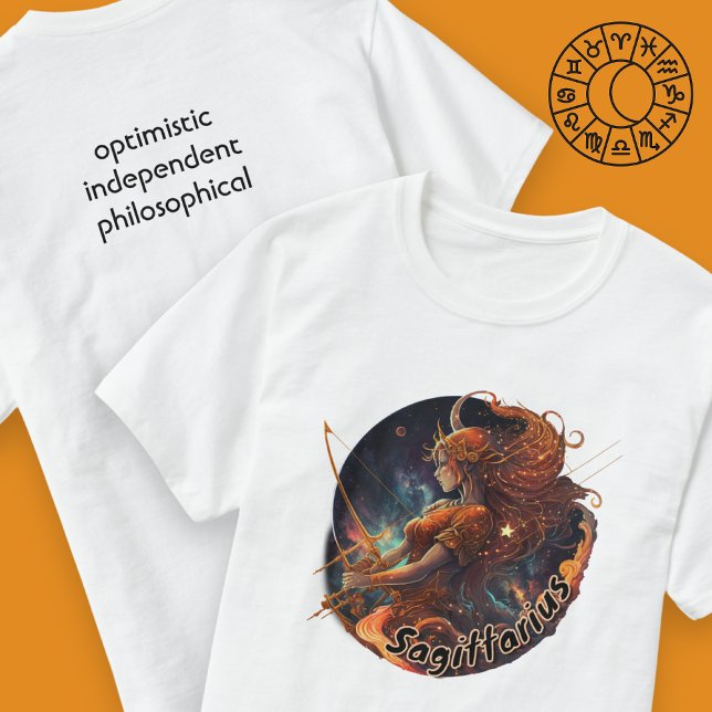 Camiseta Sagittarius Rust Orange e Dourada Watercolor Zodia (Criador carregado)