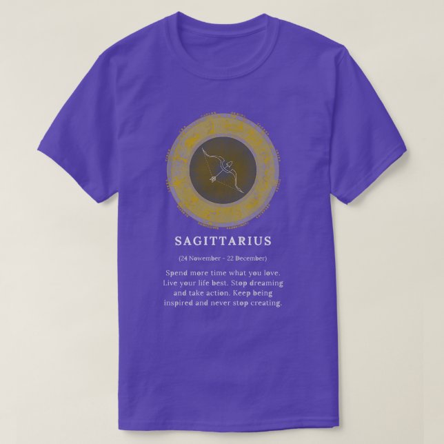 Camiseta Sagittarius Sagi Zodiac Sinal Horoscope Cosmos Ast (Frente do Design)