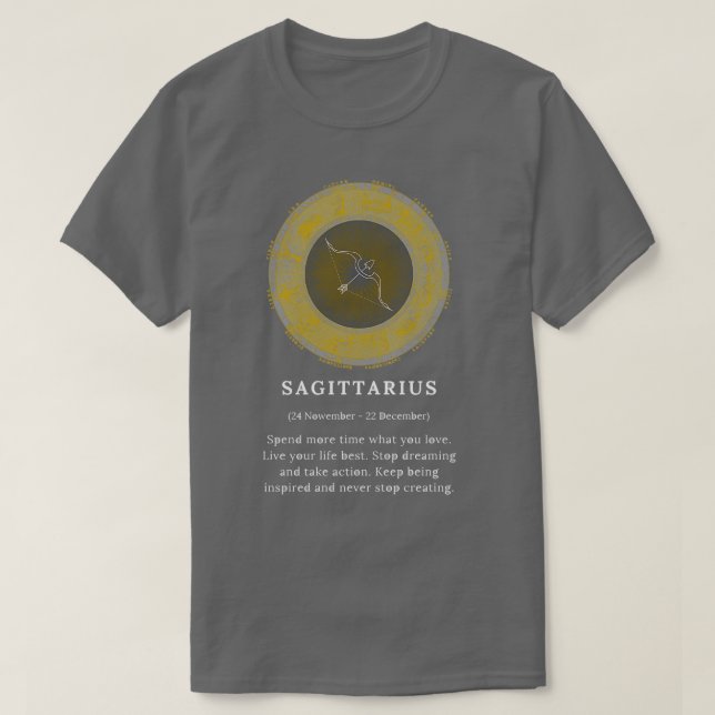 Camiseta Sagittarius Sagi Zodiac Sinal Horoscope Cosmos Ast (Frente do Design)