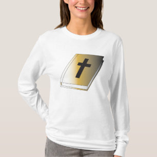Camiseta Sagrada Bíblia Dourada com Cruz Preta Religiosa