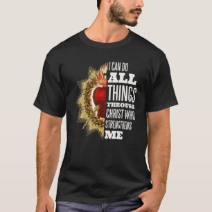 Camiseta Sagrado Coração de Jesus Eu Posso Fazer Tudo Atrav