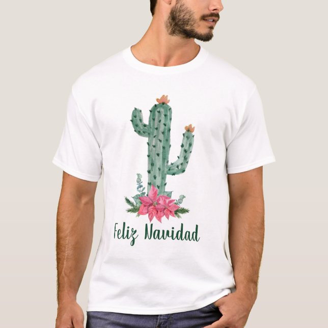 Camiseta Saguaro Christmas Cactus Feliz Navidad (Frente)