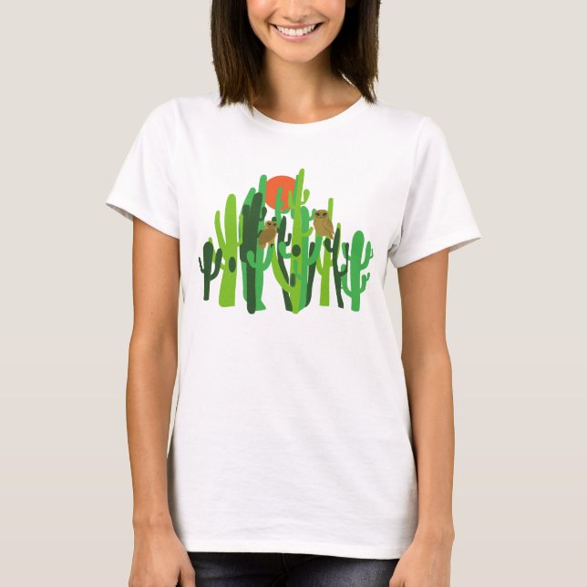 Camiseta Saguaros Cactus Forest Desert Coroa Sunset (Frente)