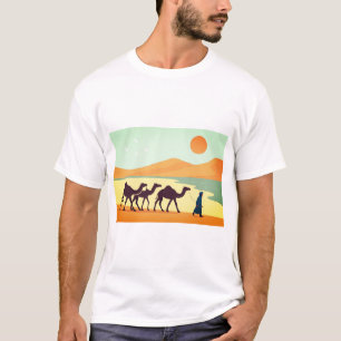 Camiseta Saharan Caravan - Arte do deserto marroquino minim
