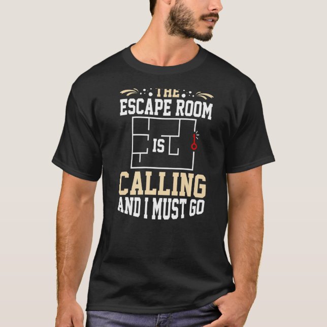 Camiseta Saia da sala Jogo Sair Quebra-cabeça Caixas de Con (Frente)
