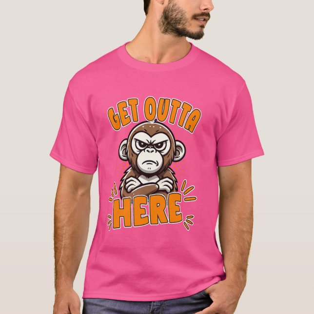Camiseta Saia Daqui Com Humor De Macaco Engraçado (Frente)