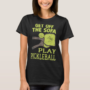 Camiseta saia do sofá jogando picleball Paddleball