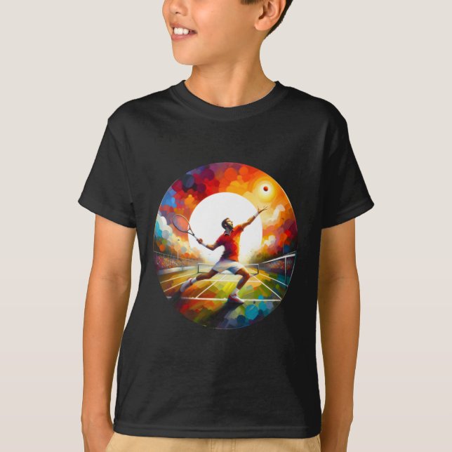 Camiseta Saída de Tênis Poderosa – Design de Atleta em Ação (Frente)