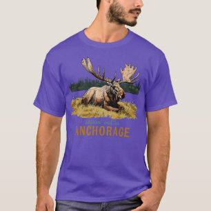 Camiseta Saída em Anchorage Alaska Moose Art Souvenir