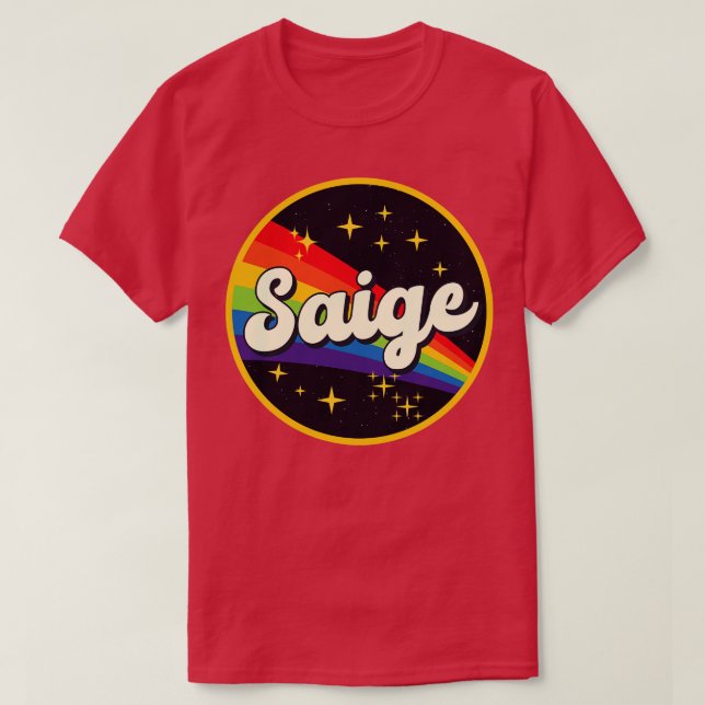 Camiseta Saige Rainbow No Estilo De Vintage Espacial (Frente do Design)