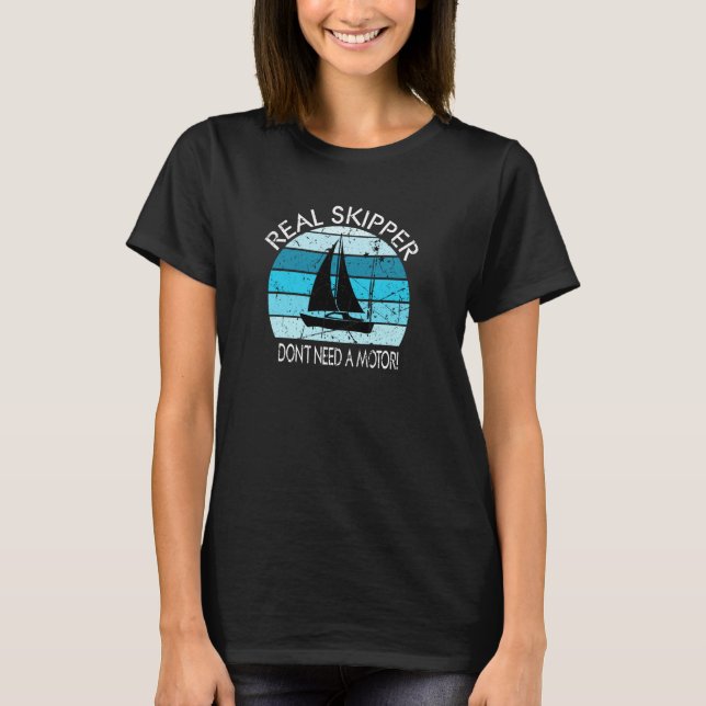 Camiseta sailboat design real skipper motor (Frente)