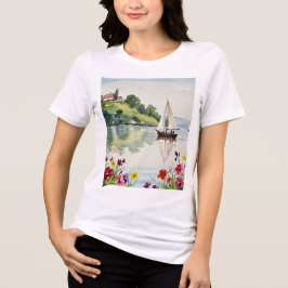 Camiseta Sailboat on a quiet lake