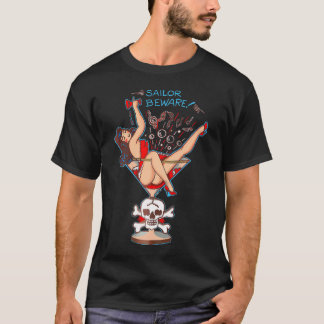 Camiseta Saile Beware Pin Up Girl Na Tatuagem De Vidro Mart