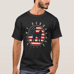 Camiseta Saint Berdoodle Bandeira EUA 4 de Julho Mãe Pai Ca