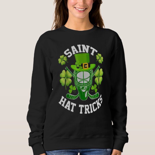 Camiseta Saint Hat Tricks Dia de São Patrício Hóquei Hat Tr (Frente)