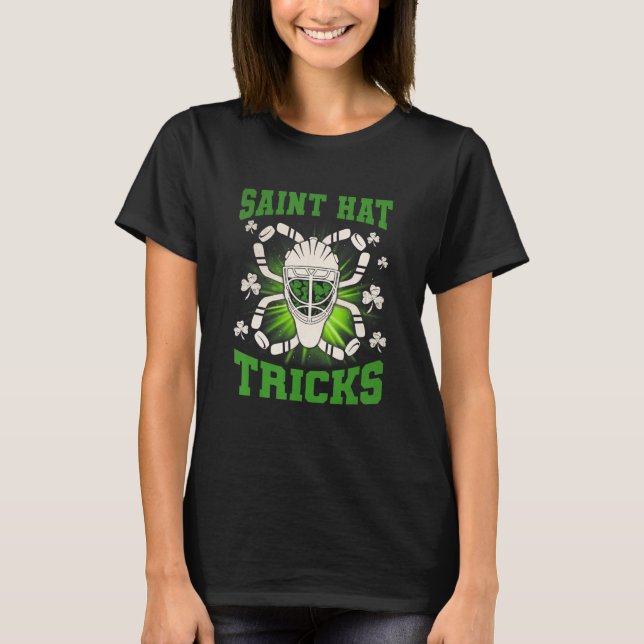 Camiseta Saint Hat Tricks Leprechaun St Patrick Day Hockey  (Frente)
