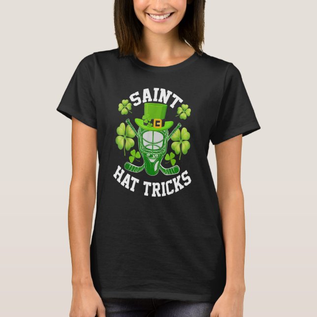 Camiseta Saint Hat Tricks St Patrick's Day Hockey Hat Trick (Frente)