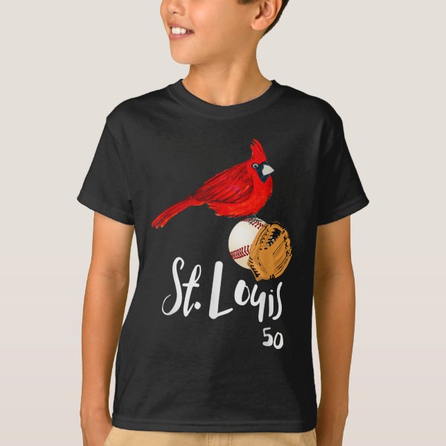 Camiseta Saint Louis Red Cardinal Number 50 Baseball Art  (Frente)