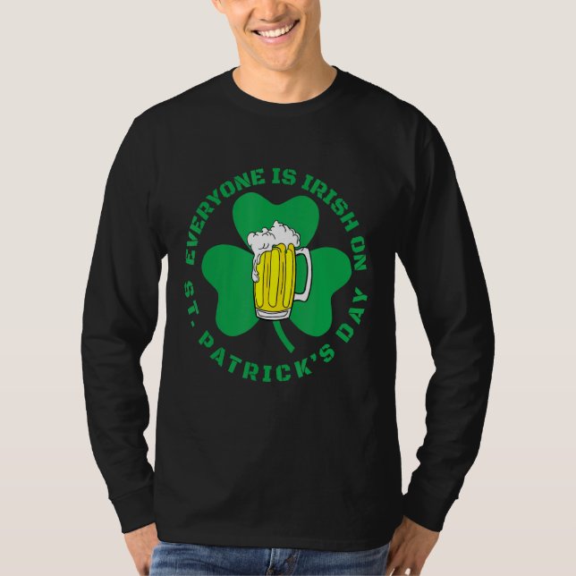 Camiseta Saint Patrick All Is Irish Shamrock Green Bee (Frente)
