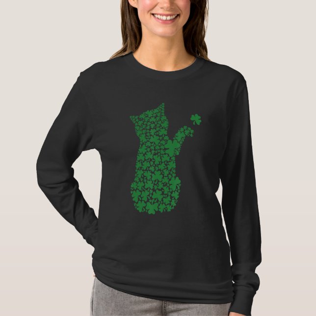Camiseta Saint Patrick's Day Cat Shamrock Kitten (Frente)