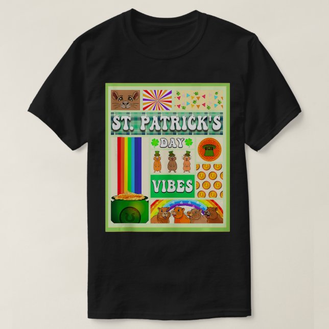 Camiseta Saint Patricks Day Retro Capybara Plush Pets Engra (Frente do Design)