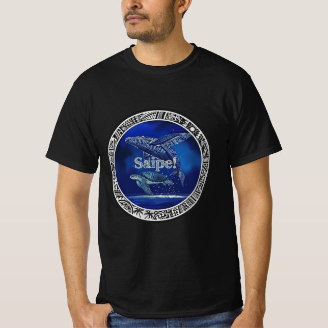 Camiseta Saipe Tonga Off grid Pacific island whale turtle (Frente)