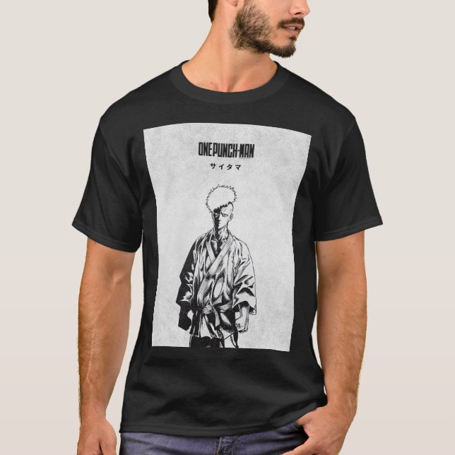 Camiseta Saitama Manga Style Monochrome Poster (Frente)