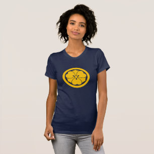Camiseta Sakai Mon Japonês samurai clã amarelo em azul