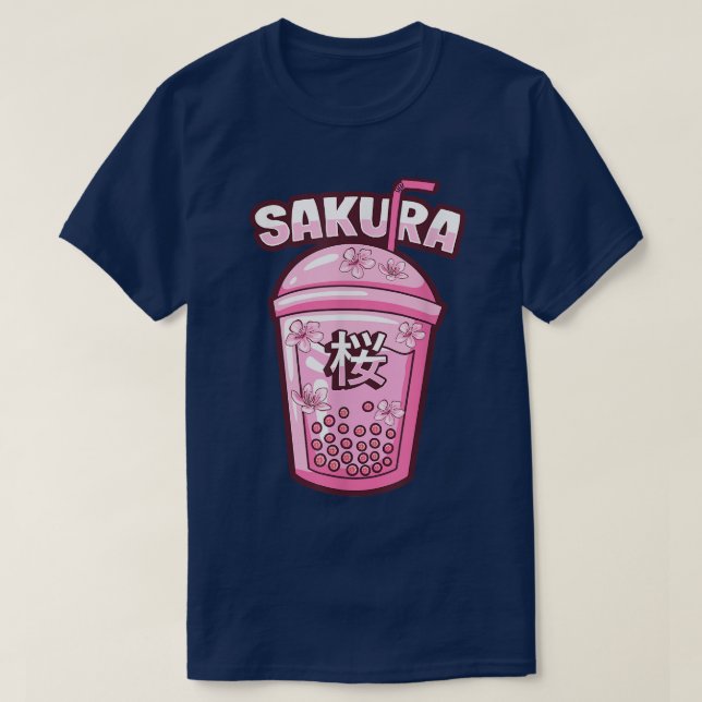 Camiseta Sakura Cherry Blossom Bubble Tea for Japanese Cult (Frente do Design)