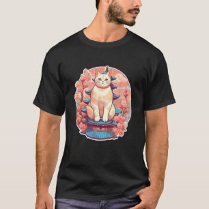 Camiseta Sakura Cherry Blossom Cat Vintage 80s 90s Japonês