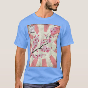 Camiseta Sakura Cherry Blossom PoStage Stamp Japonês Aesth