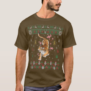 Camiseta Sakura Cherry Blossom Tiger Ugly Christma