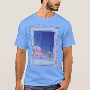 Camiseta Sakura Cute Anime Vaporwave Japonês Night City T-