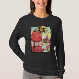 Camiseta Sakura Flor de Cerejeira Leopardo Japonês Harajuku