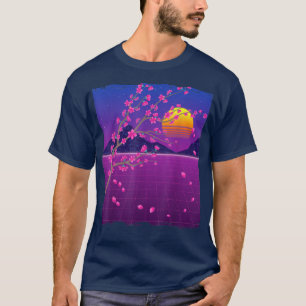 Camiseta Sakura Flor Japão 80s Vaporwave Sunset Cherry Bl